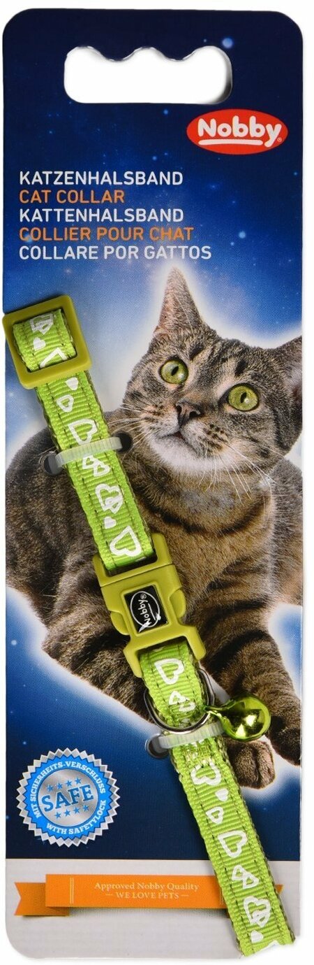 Nobby Ошейник для кошек Сердечки, с бубенчиком, зеленый - фотография № 5