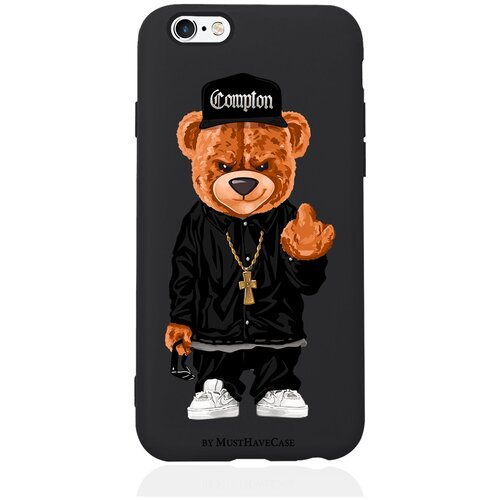 Черный силиконовый чехол для iPhone 6/6s Мишка Compton для Айфон 6/6с черный силиконовый чехол musthavecase для vivo y11 rich uncle pennybags богатенький дядюшка толстосум