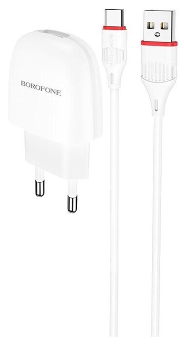 Сетевое зарядное устройство Borofone BA49A Vast power + кабель USB Type-C, белый