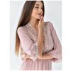 Фото #5 Женская ночная сорочка, длинная с рукавом, V-образным вырезом из вискозы с эластичным кружевом. Цвет нежно-сиреневый. Размер 50