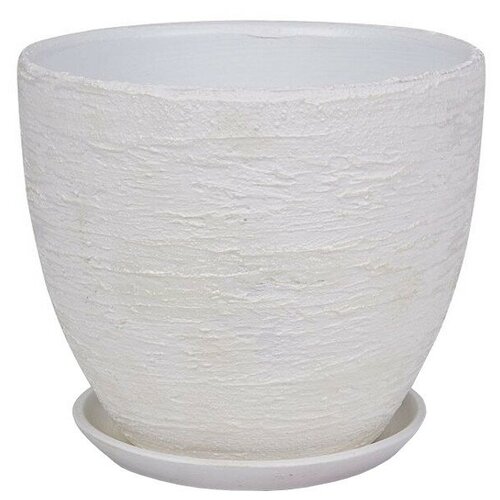 Горшок керамический с поддоном лофт 25л d18см h16см высокий овал белый 3037₽