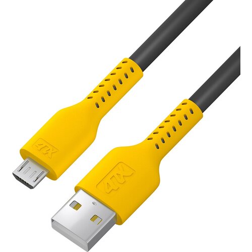 Кабель 0.5m MicroUSB, черный, желтый ПВХ Кабель 4PH 0.5 м (4PH-R90063)