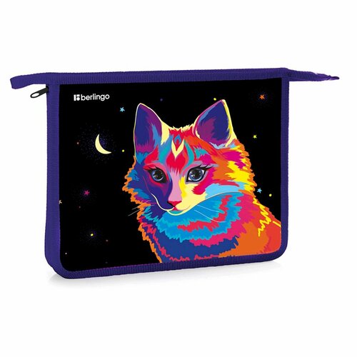 Папка для тетрадей Astro Cat 1 отделение А5 Berlingo 24020540мм пластик на молнии 499₽