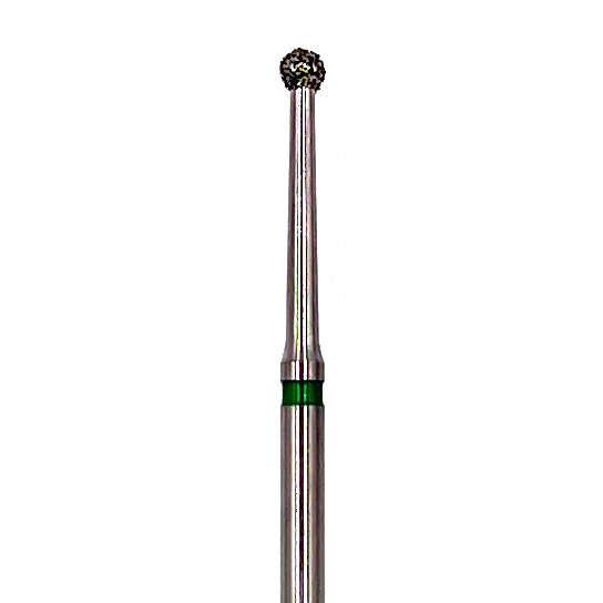 Бор алмазный 801 L, шаровидный на длинной ножке, под турбинный наконечник, D 1.6 мм, зеленый
