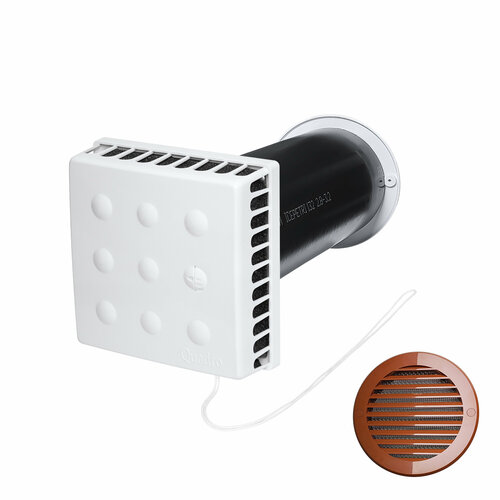 Приточный клапан КИВ-125 quadro 300 мм с к. базальтом и терракотовой ASA-пластиковой решеткой