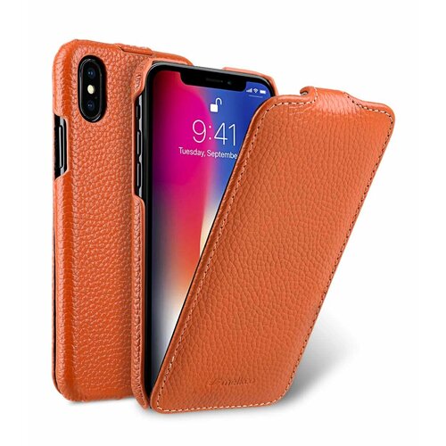 фото Кожаный чехол melkco для apple iphone x/xs - jacka type - оранжевый
