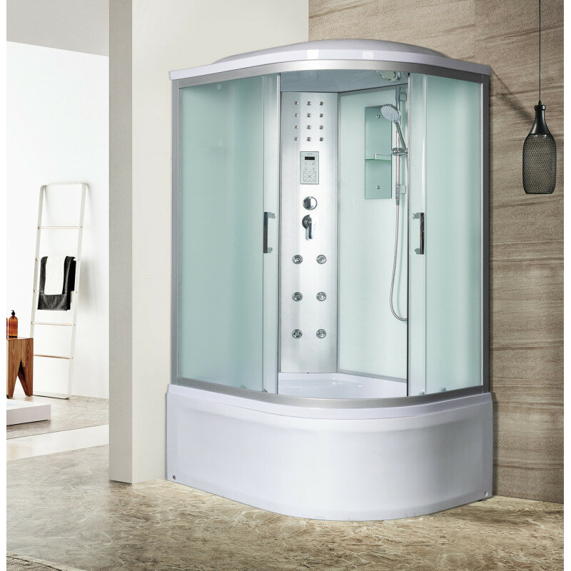 фото Душевая кабина River Dunay 120x90x46 МТ L 10000003132 профиль Матовый хром задняя стенка Белая