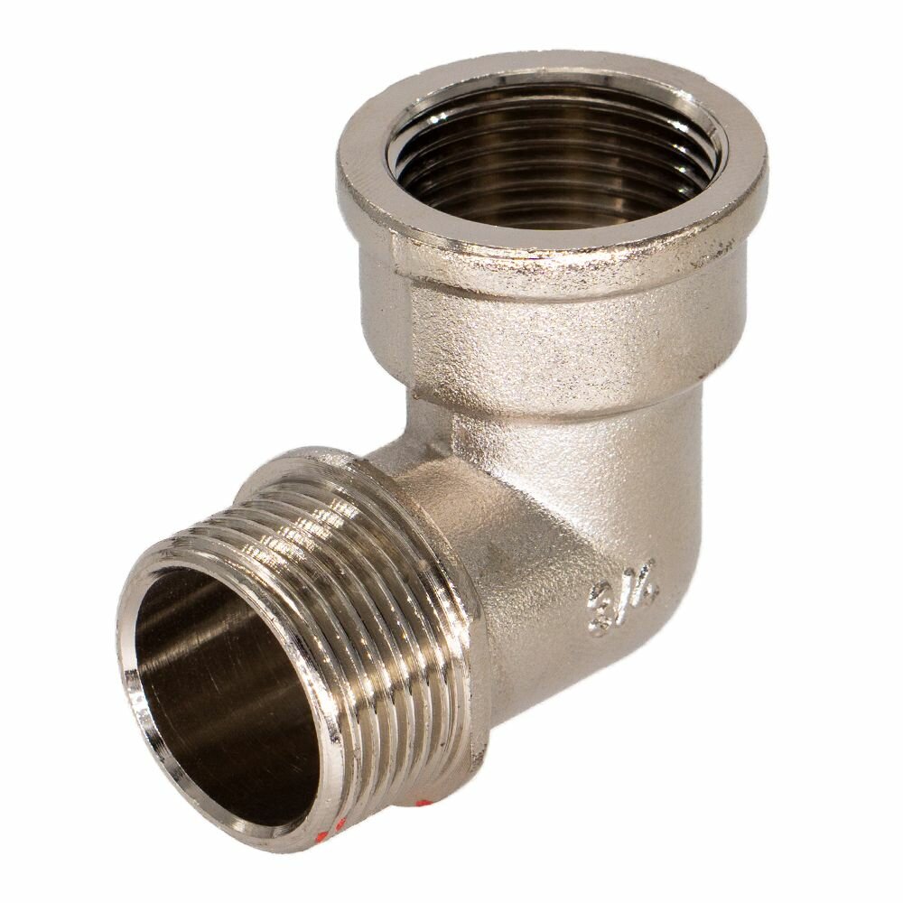 Уголок сантехнический с ограничителем для трубы 3/4" внутренняя-наружная резьба CTM — фото 1