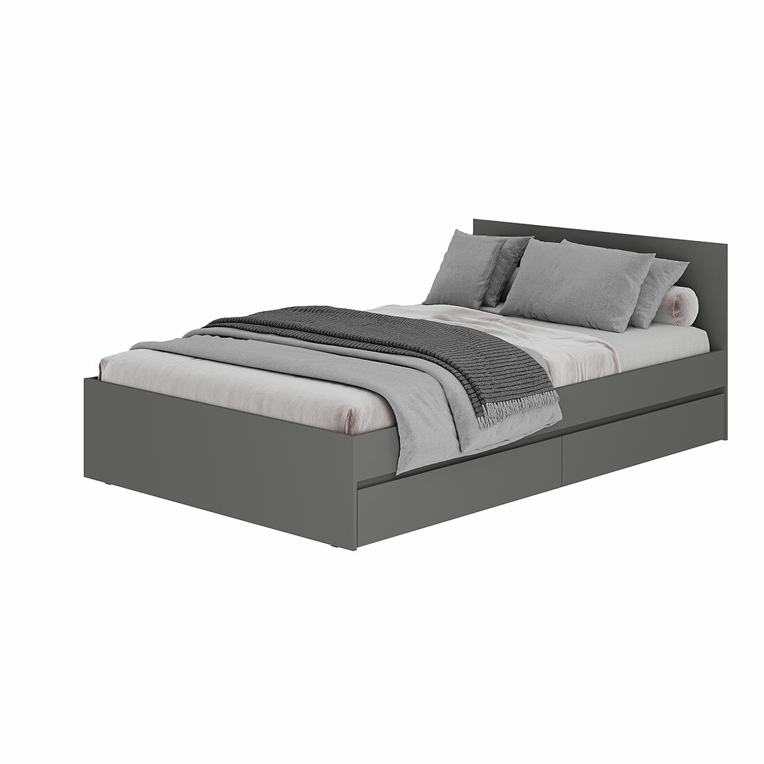 Кровать 120х200 деревянная для спальни Симпл КР-07 123,6х76,0х206,0 см, графит