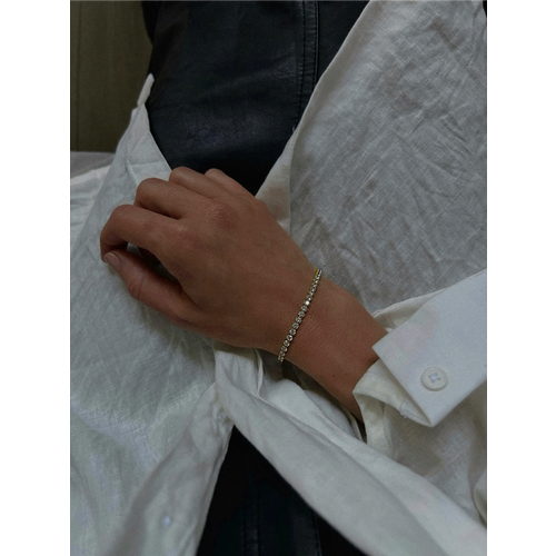 Жесткий браслет LU Jewel серебро 925 проба родирование фианит длина 19 см 11790₽