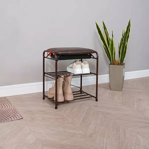 Обувница  ЗМИ Альфа 13, размер (ШхГxВ): 45х30х48 см, обивка: искусственная кожа, цвет: черный/коричневый