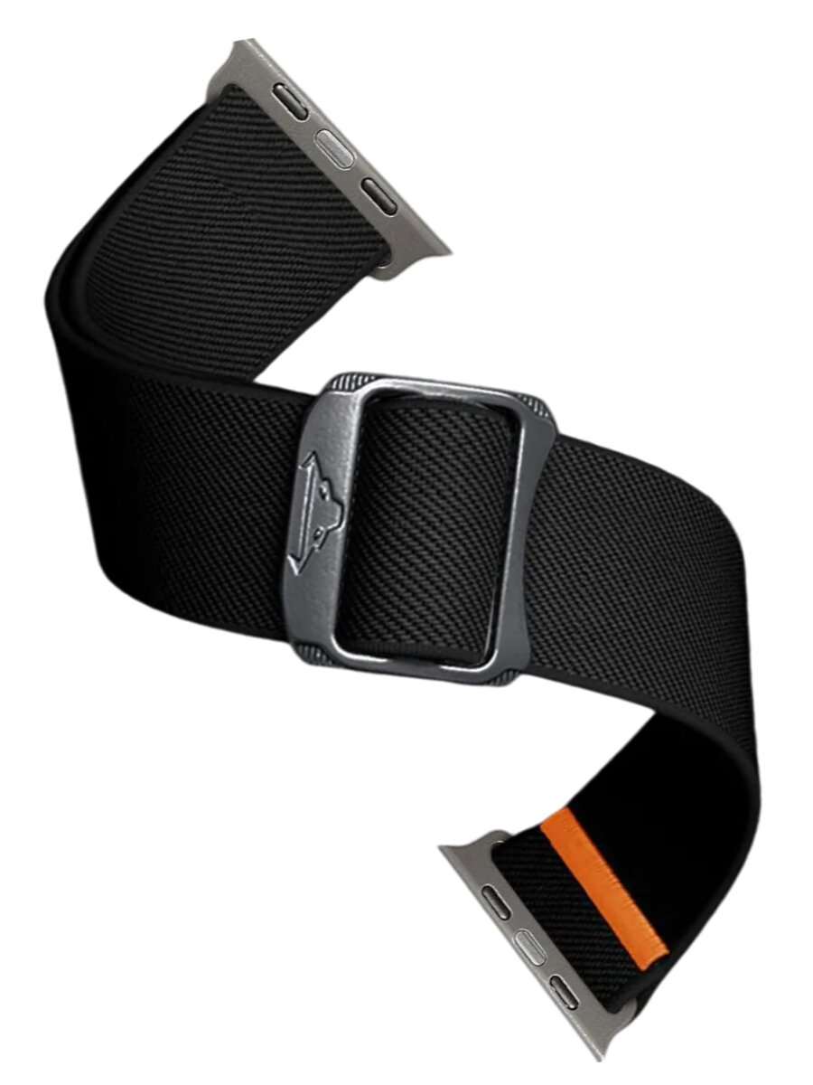 Эластичный тканевый ремешок для Apple Watch с размером 42 44 45 и 49 мм  черный