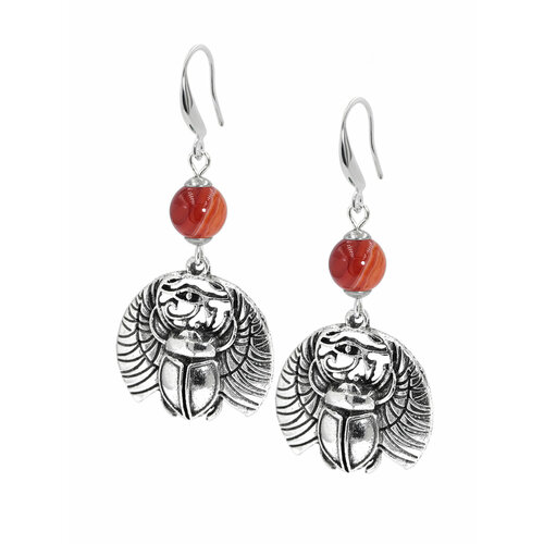 Серьги с подвесками SILVARIE сердолик красный серебряный оранжевый 759₽