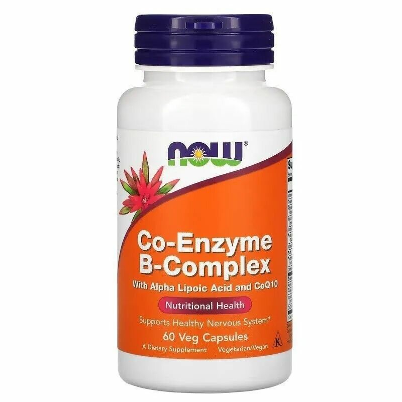 NOW CoEnzyme BComplex 60 капсул Коэнзим Ку10 Б комплекс для нервной системы