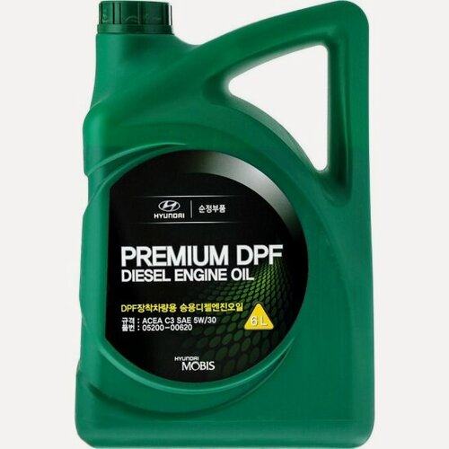 Изображение товара Моторное масло Hyundai/kia Premium DPF Diesel C3 5W-30 синтетическое 6 л (Южная Корея), 0520000620