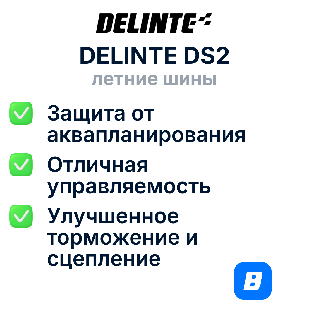 Летние шины DELINTE DS2 215/45R17 91W XL — фото 1