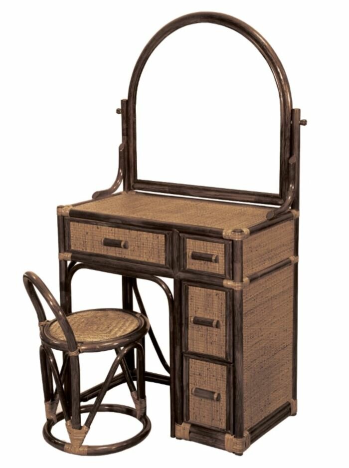 Столик туалетный Vinotti с табуретом и зеркалом  арт 10 07  цвет темный коньяк