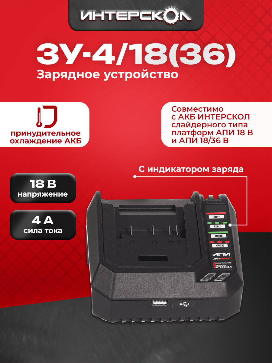 Зарядное устройство ИНТЕРСКОЛ ЗУ-4/18(36) 18/36 В 4 A (2401.030)