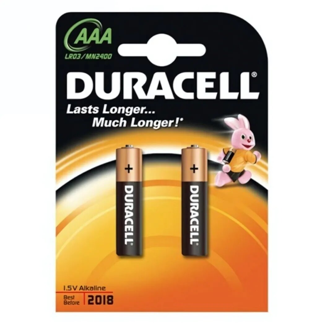 Батарейка алкалиновая Duracell Basic AAA LR03 1.5V 2 шт длительный срок службы