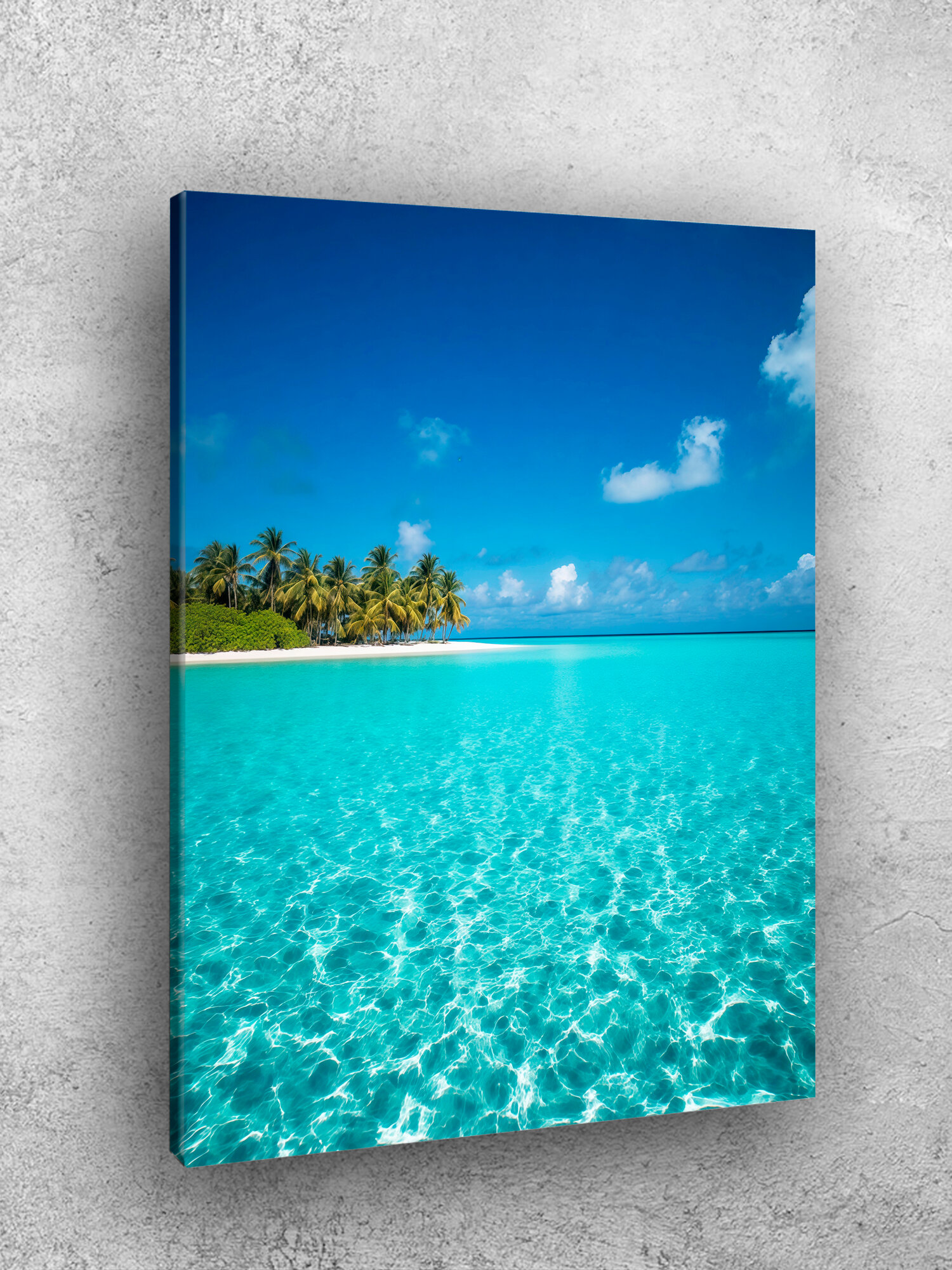 Картина интерьерная на стену ARTERY "Лагуна с пальмами", печать на холсте, постер на подрамнике, 40х50 см