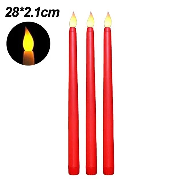 Красные LED свечи-тапер 28*2.1 см, 1 шт