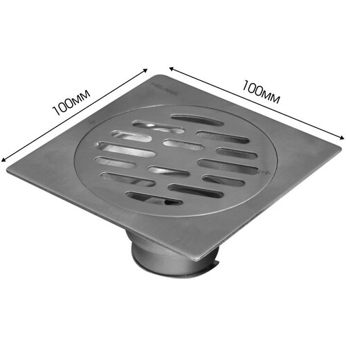Трап металлический прямой сливной 10х10