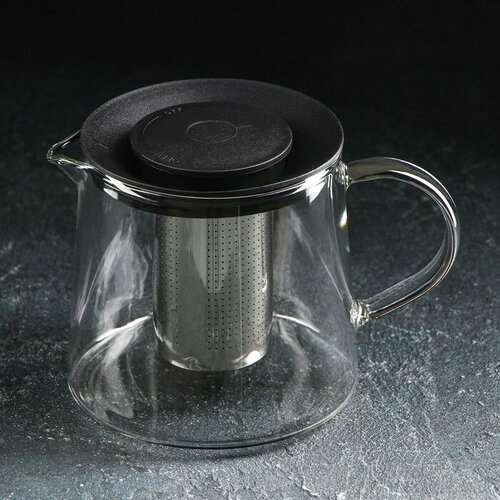 Чайник стеклянный заварочный Magistro «Локи», 1 л, 17,5×13×12,5 см, с металлическим ситом, цвет чёрный