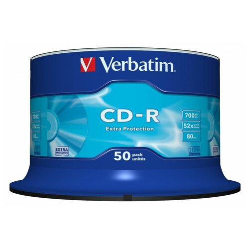 Оптический диск CDR диск Verbatim DL 700Mb 52x CakeBox 50шт. (43351)