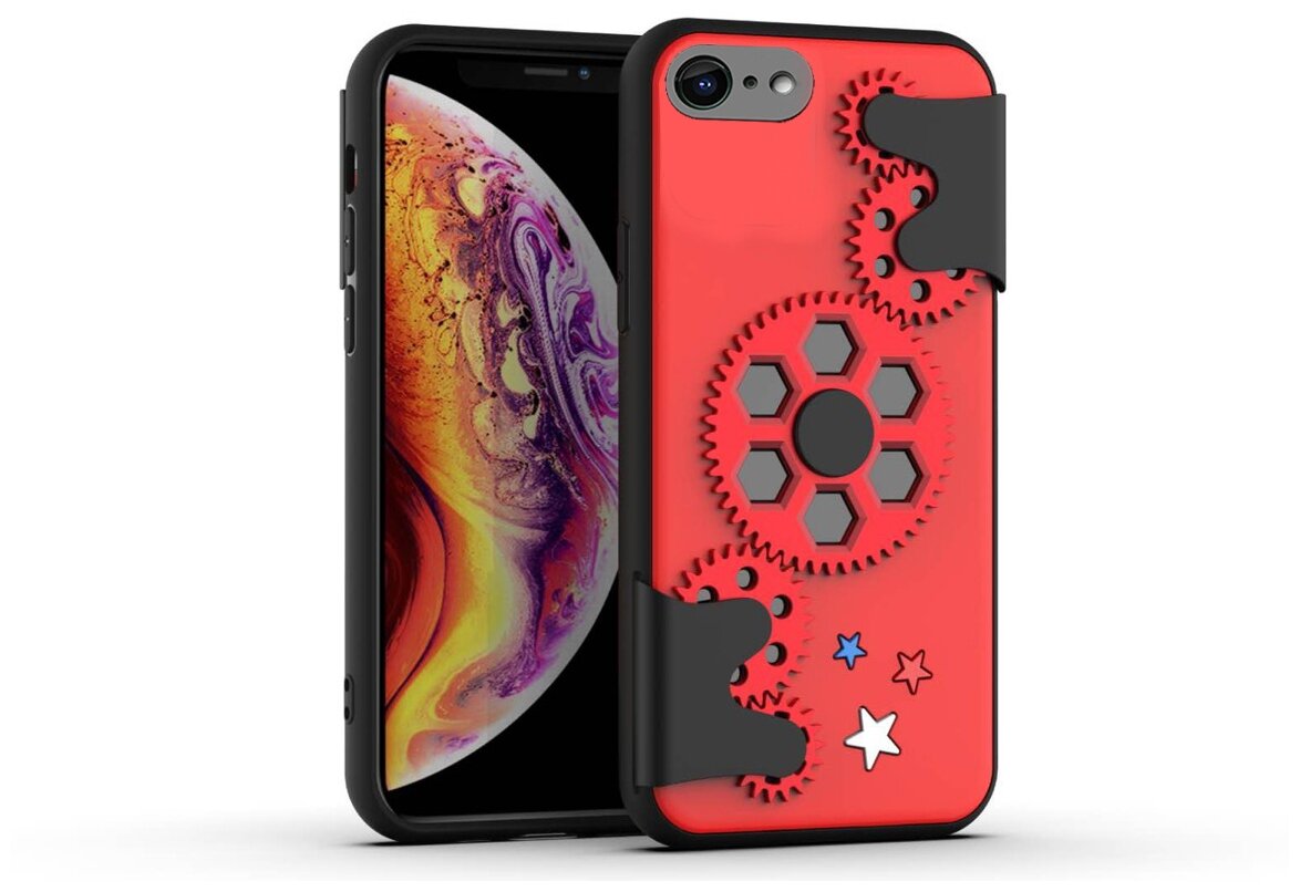 Чехол силиконовый для iPhone SE 2020 / 7 / 8 Spinner series (антистресс) красный