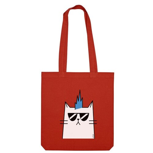 Сумка шоппер Us Basic, красный мужская футболка кот с ирокезом l серый меланж