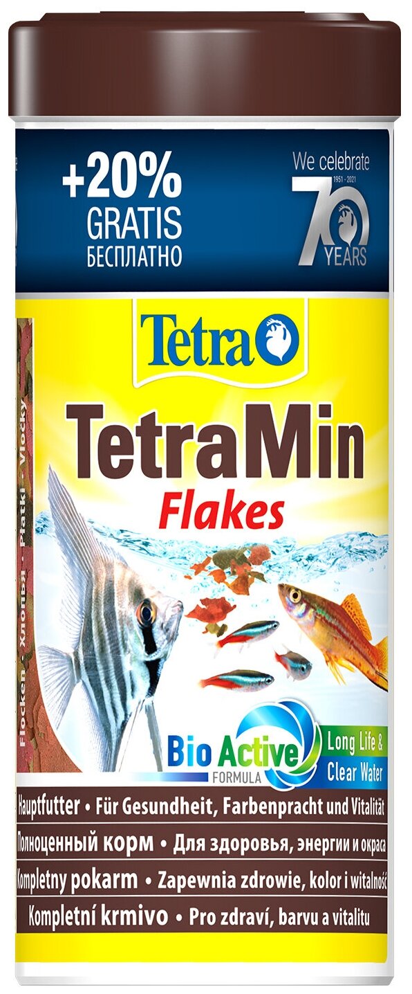 Корм Tetra TetraMin Flakes 300 мл, хлопья для всех видов рыб - фотография № 1