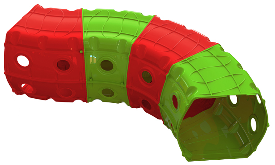 01471/3 Игровой туннель для ползания из 4-х секций, красно-зеленый, 1х1,5х0,5 м, Doloni