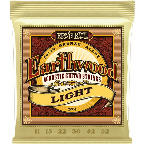 Струны для акустической гитары ERNIE BALL 2004 Earthwood 80/20 Bronze Light 11-52 мостовое седло и гайка ox bone 6 струн мостовые сиденья часть для фольклорной акустической гитары одно седло аксессуары для гитары i6k5