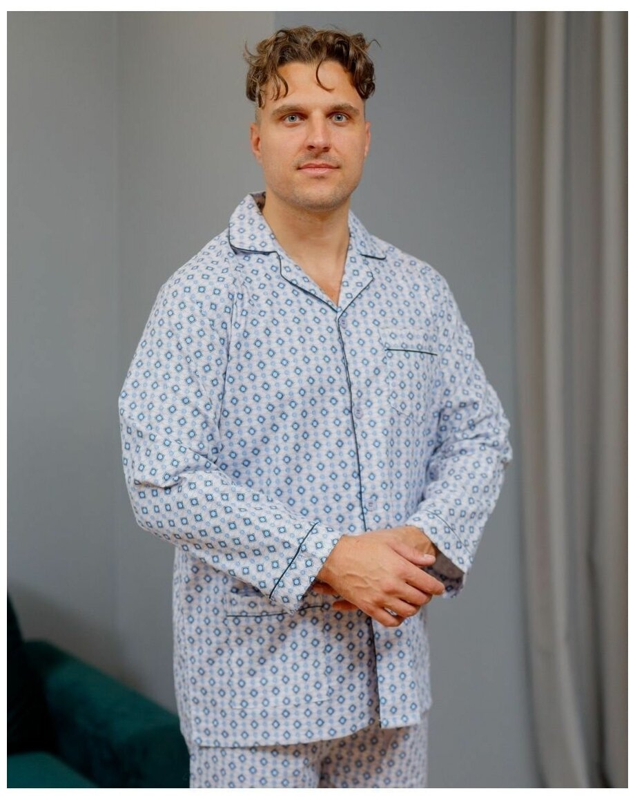 Пижама мужская со штанами и рубашкой фланелевая - фотография № 7