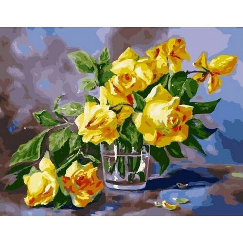 Картина по номерам Желтые розы 40х50 см
