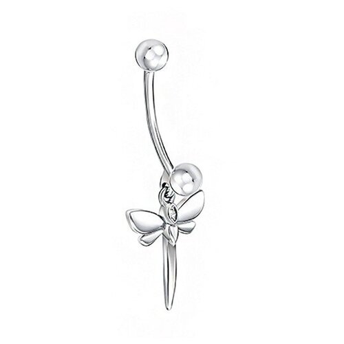 Пирсинг в пупок The Jeweller, серебро, 925 проба, фианит