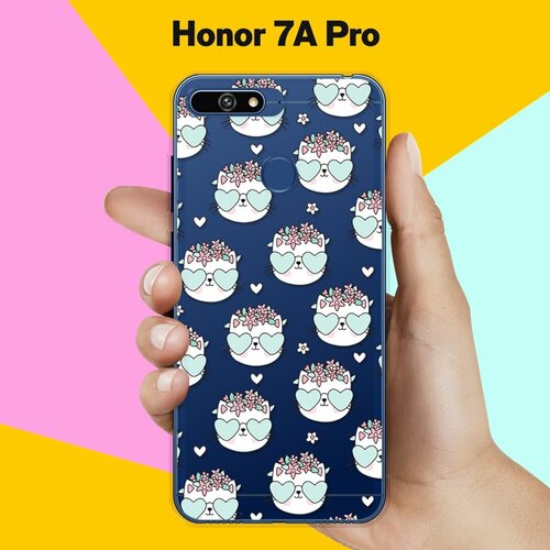 Силиконовый чехол Узор из котов на Honor 7A Pro силиконовый чехол узор из цветов на honor 7a pro