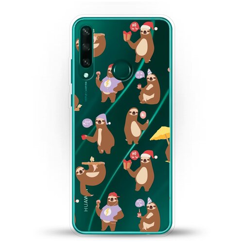 фото Силиконовый чехол узор из ленивцев на huawei y6p andy & paul
