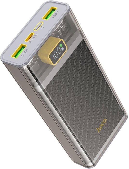Универсальный Доп. Аккумулятор 20000mAh, J103A, HOCO, выход: 2 USB (22.5W)+1 PD (20W), серый