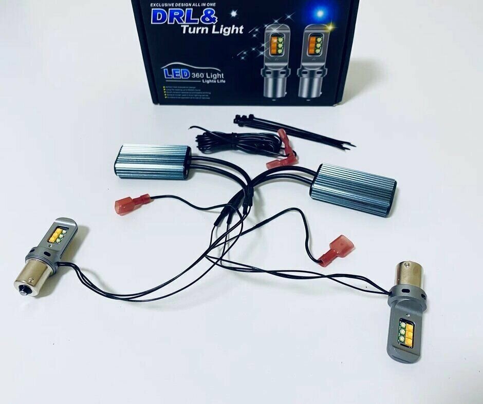 Светодиодные лампы ДХО+поворотники Mini LED DRL PY21W (1156-150'), комплект 2 лампы