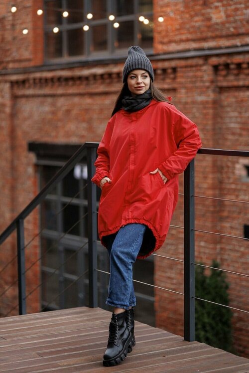 Куртка  Ko-ko-ko, демисезон/зима, карманы, водонепроницаемая, ветрозащитная, подкладка, несъемный капюшон, размер 48, красный