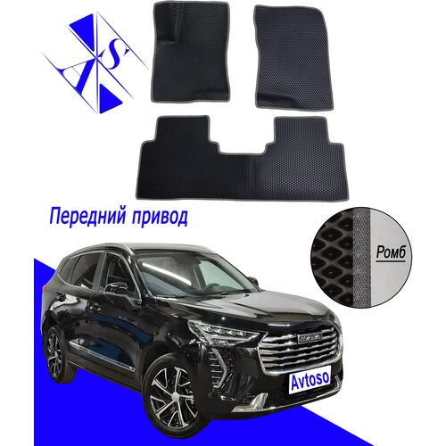 фото Автомобильные коврики eva/ева/эва для хавал джолион / haval jolion 1 (акпп) 2021-н. в черный темно серый avtoso