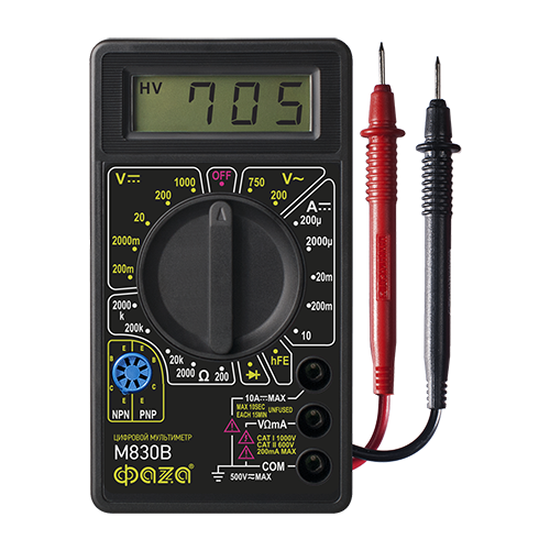 Цифровой ФАZА Мультиметр цифровой ФАЗА M830B (4895205000377) richmeters rm101 цифровой мультиметр до 60 мом 1000 вольт 10 ампер питание батареи 2×1 5v aaa