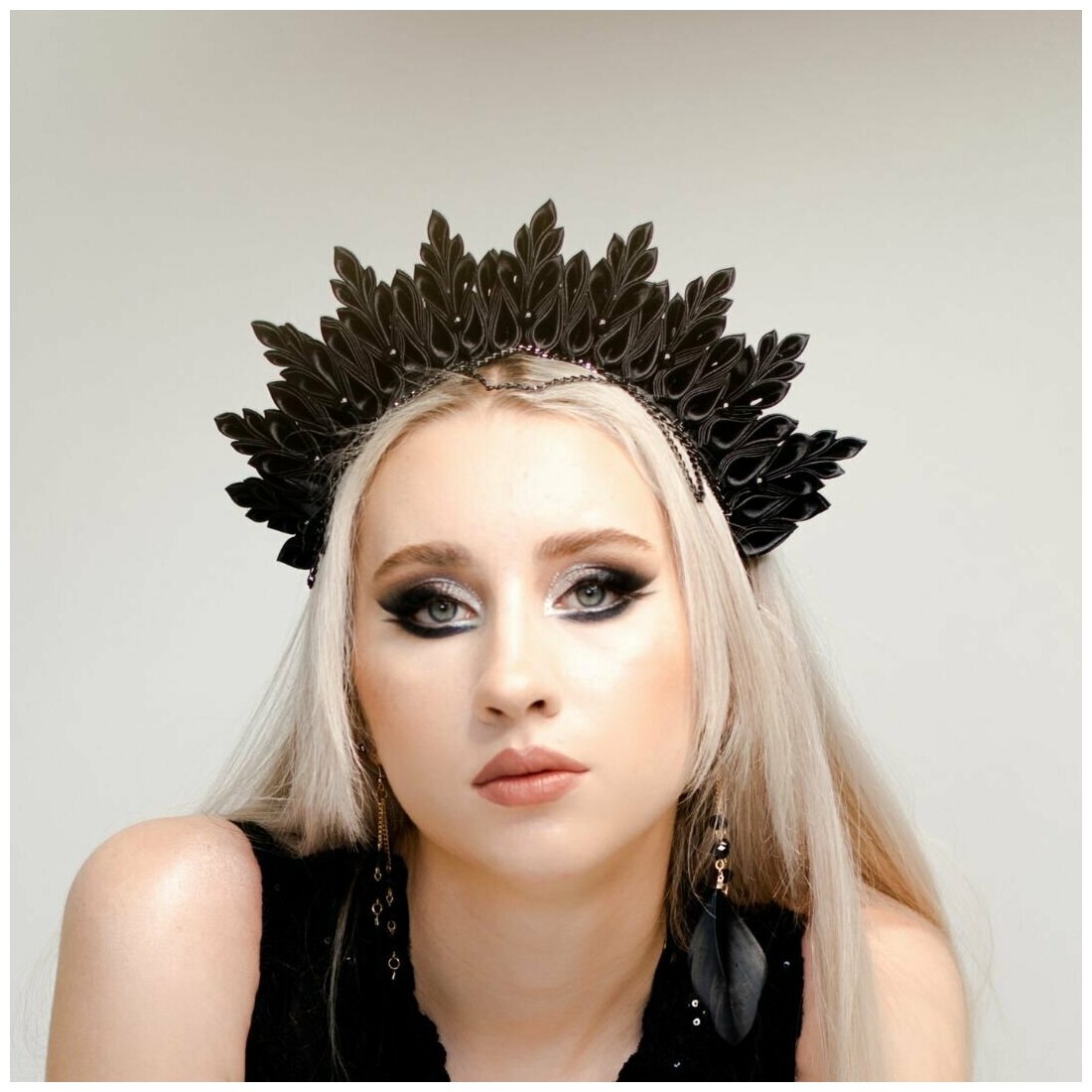 Черный ободок Хэллоуин корона Ободок для волос женский Ободок для фотосессии, маскарада Корона Темной королевы Фотореквизит Подарок для девушки
