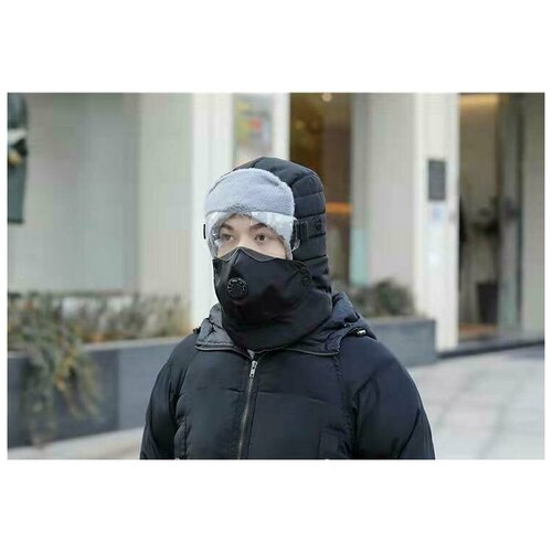 фото Балаклава/шапка с очками и съёмной маской, черная goodstore