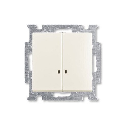 abb bjb basic 55 шале бел выключатель 2 клавишный с подсветкой ABB BJB Basic 55 Шале (бел) Выключатель 2-клавишный с подсветкой