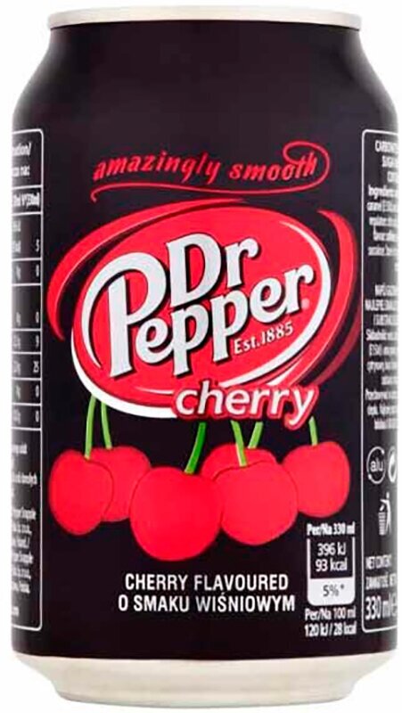 Напиток газированный Dr. Pepper Cherry, Доктор Пеппер Вишня, 0.33 л, банка Польша