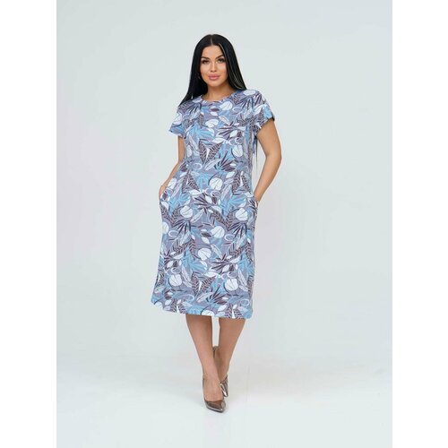 фото Платье размер 56, голубой, белый ип филиппов