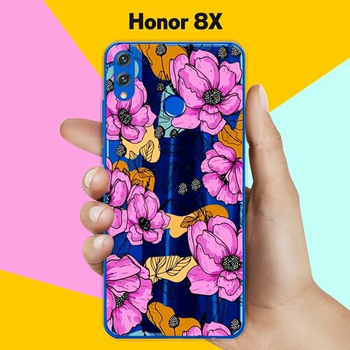 Силиконовый чехол на Honor 8X Фиолетовые цветы / для Хонор 8 Икс силиконовый чехол фиолетовые цветы на honor 8x