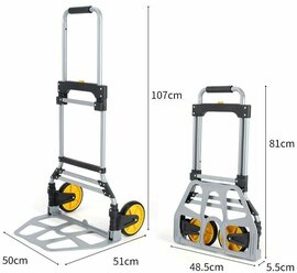 Тележка грузовая складная хозяйственная на 2х колесах, для склада, перевозки, переезда, тачка